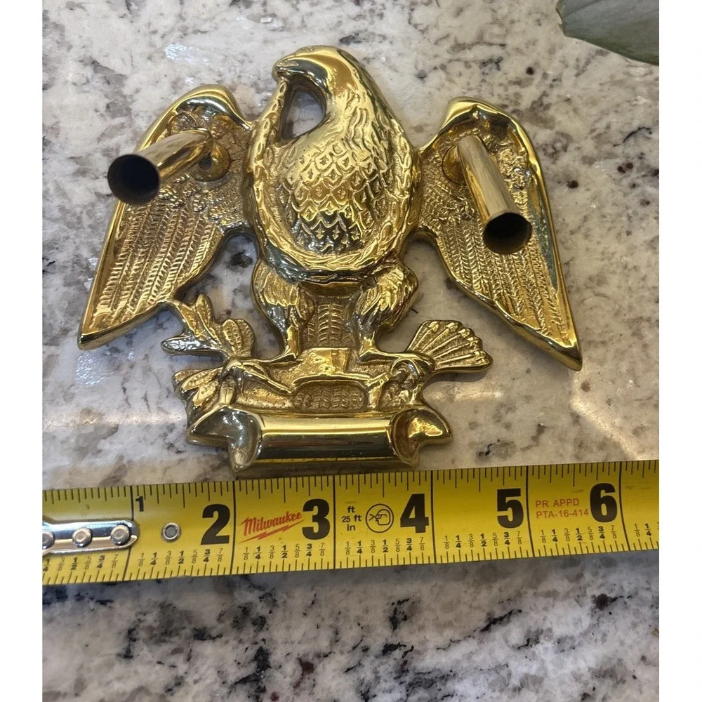 Vintage Solid Brass Eagle Pen Holder Desk American Patriotic Spread Wing